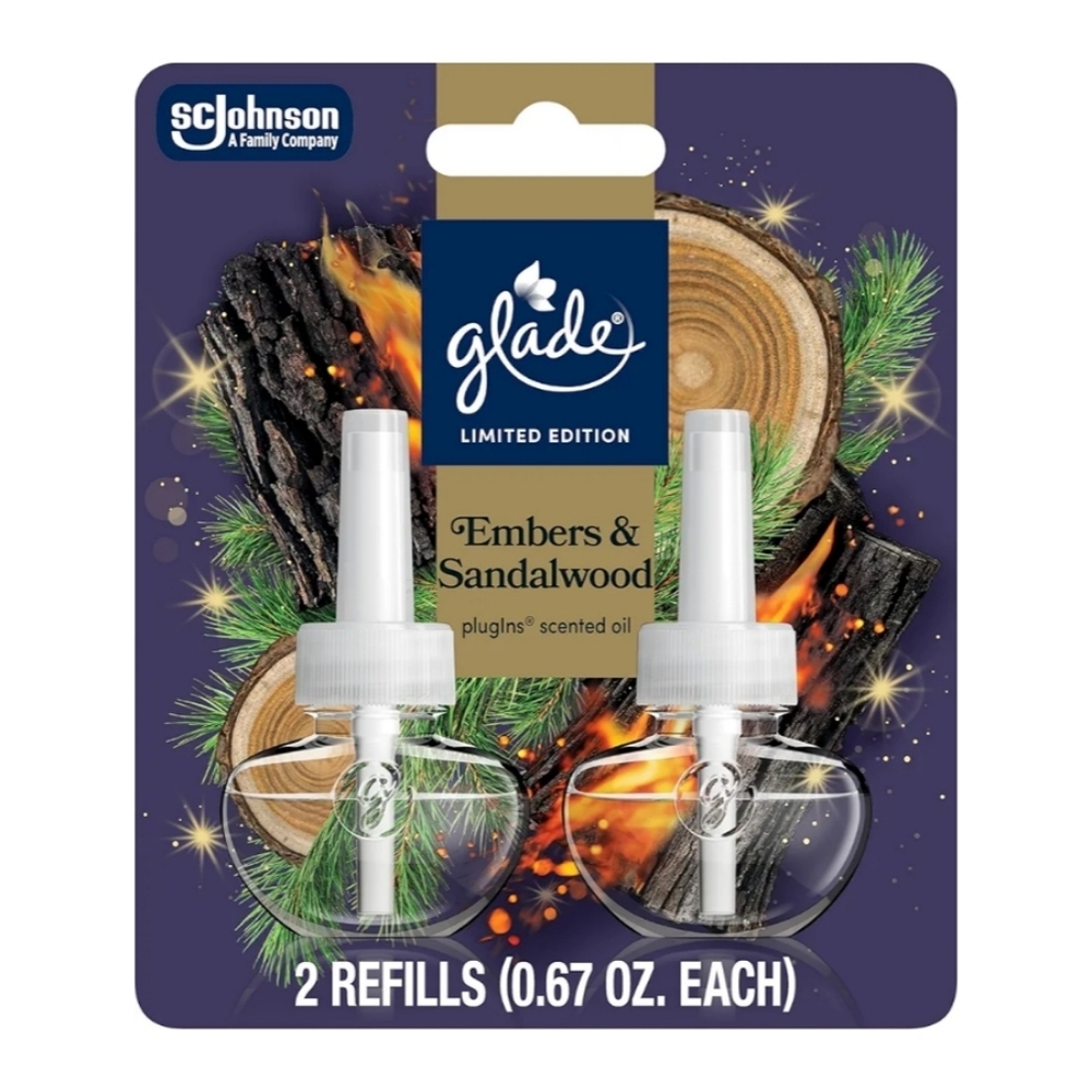 NEW Glade PlugIn Refills Air Freshener Embers & Sandalwood Scented Essential Oil